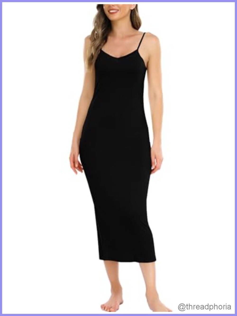 Women's Full Slip Soft Modal Spandex V Neck Adjustable Spaghetti Straps